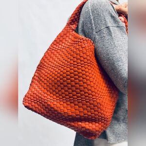 Stylish Vegan  Orange Woven Women's Bag